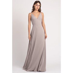 Jenny Yoo Dani Woodrose Tie-back Chiffon Bridesmaid Dress Size 12